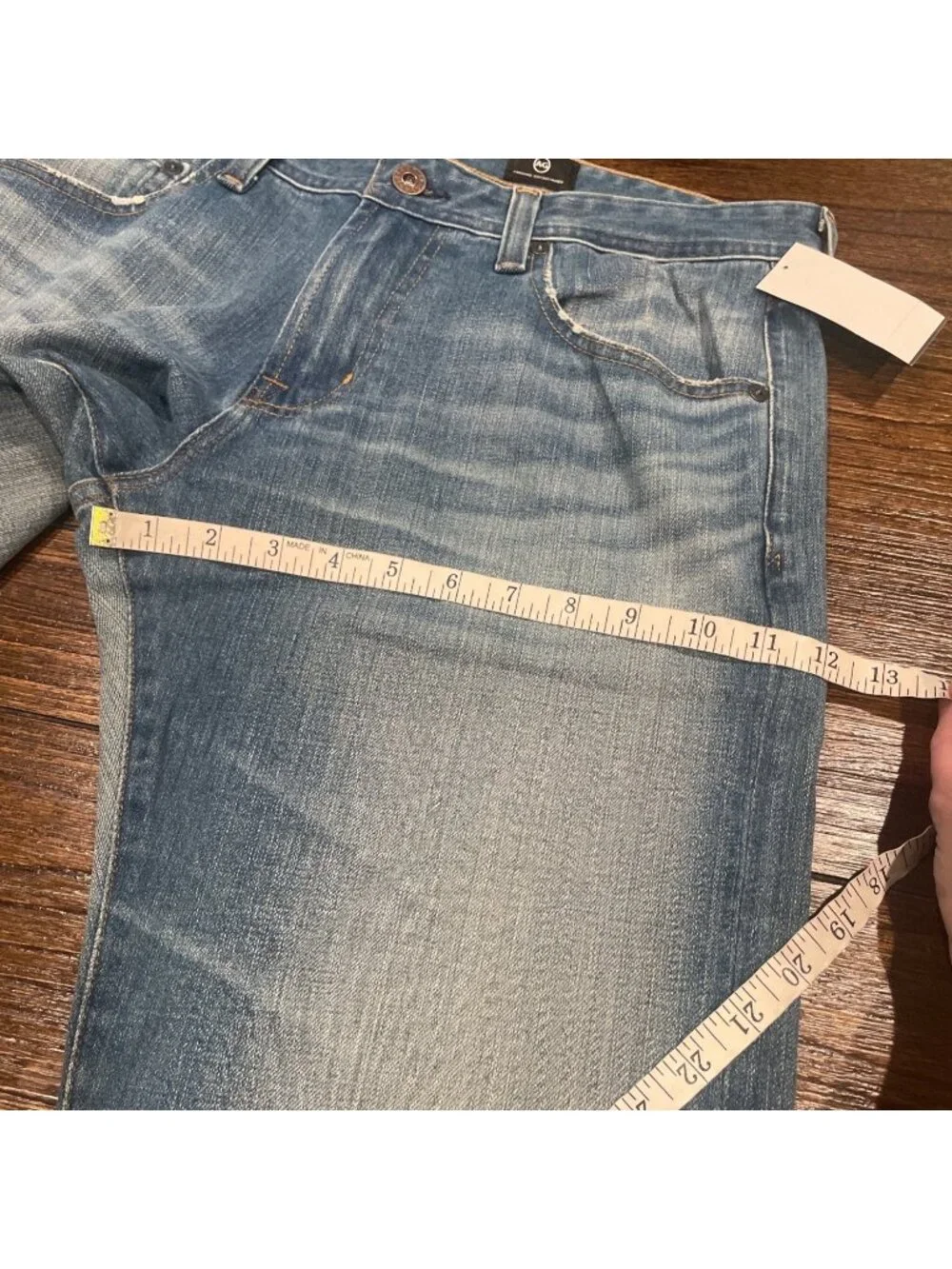 AG Straight Leg Jean Men's 32x33 Medium Wash Stretch Distressed Casual Faded